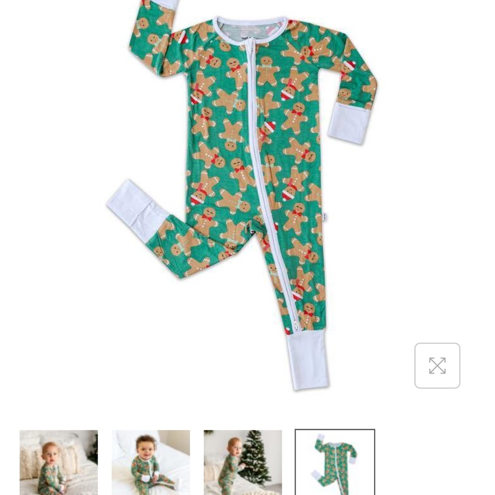 Little Sleepies Green gingerbread convertible onesie